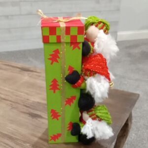 Festive Christmas Gift Box decoration with Elves 113" tall